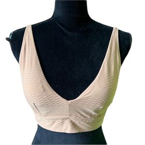 Aerie Womens Tan Ribbed Scoop Bikini Top Textured Medium